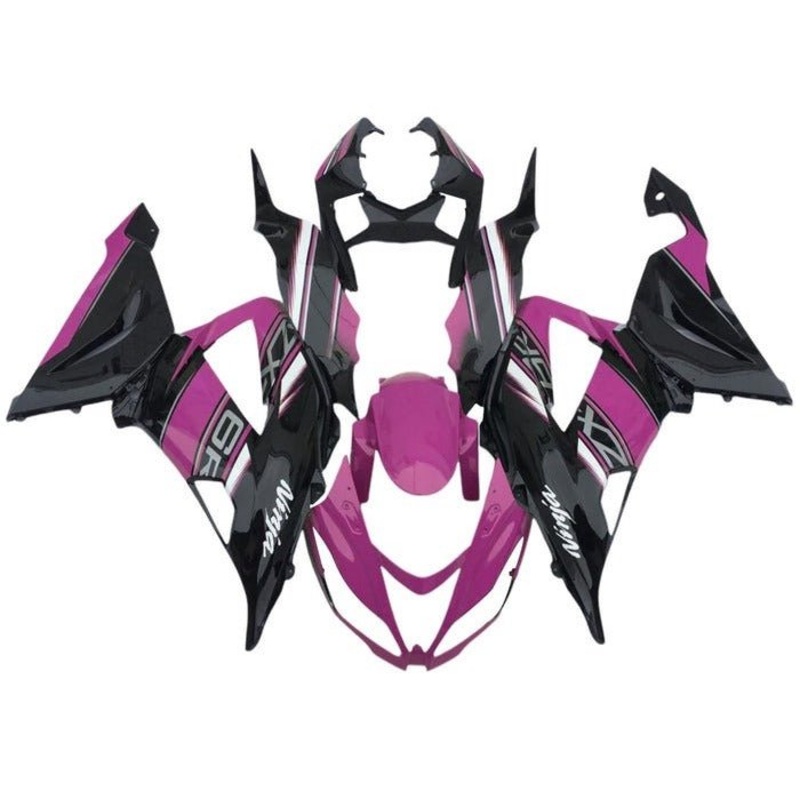 Fairings for Kawasaki ZX6R 636 (2013-2018) Pink, Black, White Clear Windscreen: Free No Seat Cowl No Bolt Kit