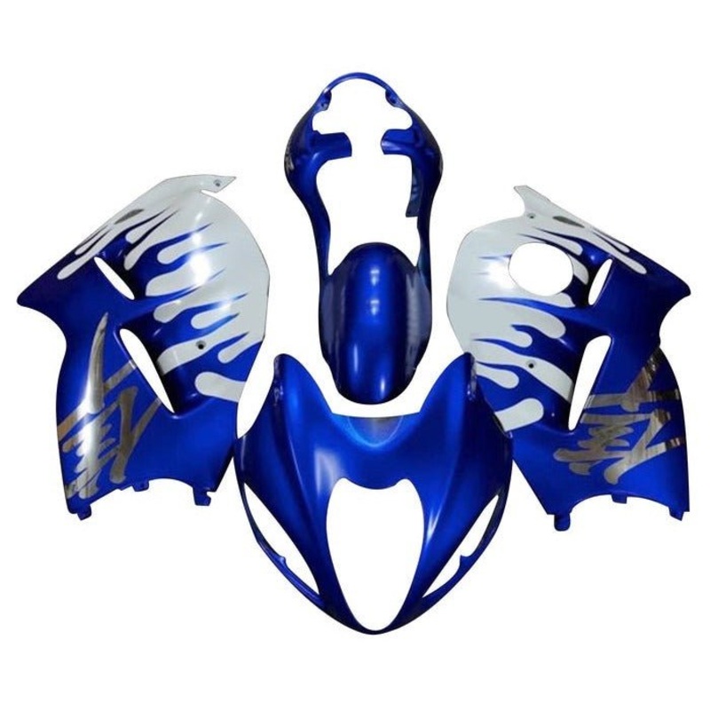Suzuki Hayabusa (1999-2007) Blue, White, Chrome, Flames Fairings No Seat Cowl No Bolt Kit No Tank
