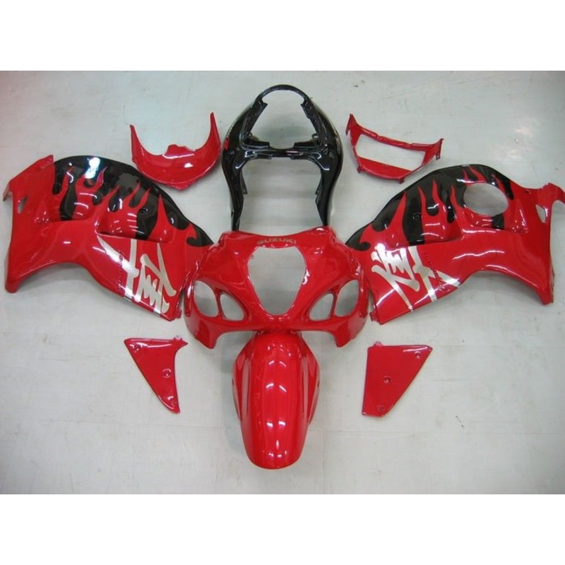 Suzuki Hayabusa (1999-2007) Red, Black, Chrome, Flames Fairings No Seat Cowl No Bolt Kit No Tank