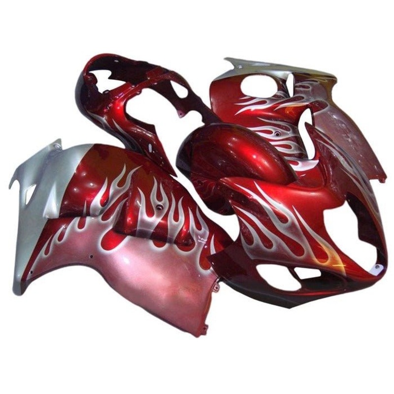 Suzuki Hayabusa (1999-2007) Red, White Flames Fairings No Seat Cowl No Bolt Kit No Tank