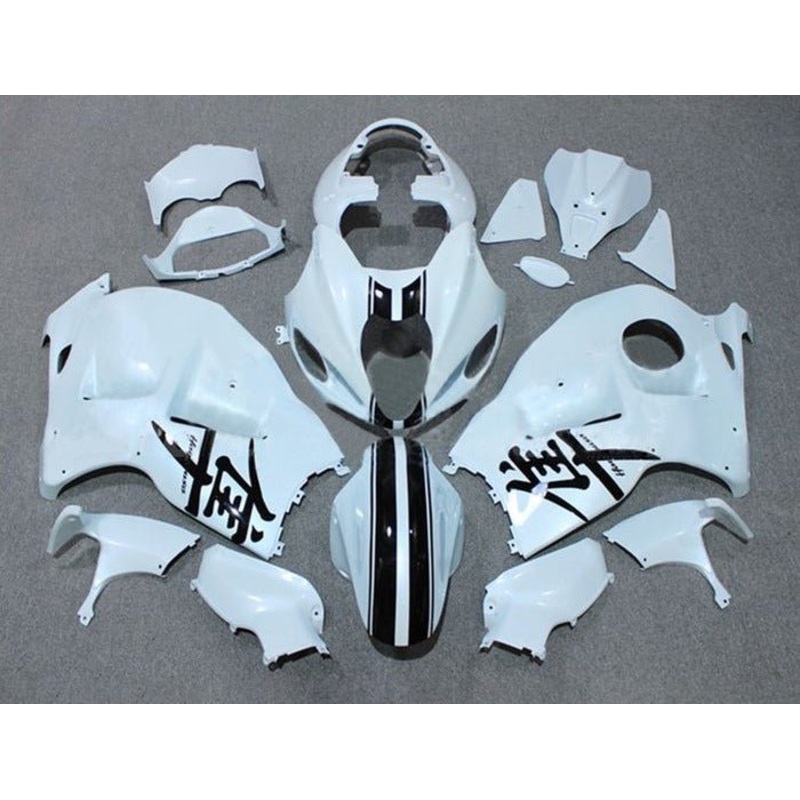 Suzuki Hayabusa (1999-2007) White, Black Stripes Fairings No Seat Cowl No Bolt Kit No Tank