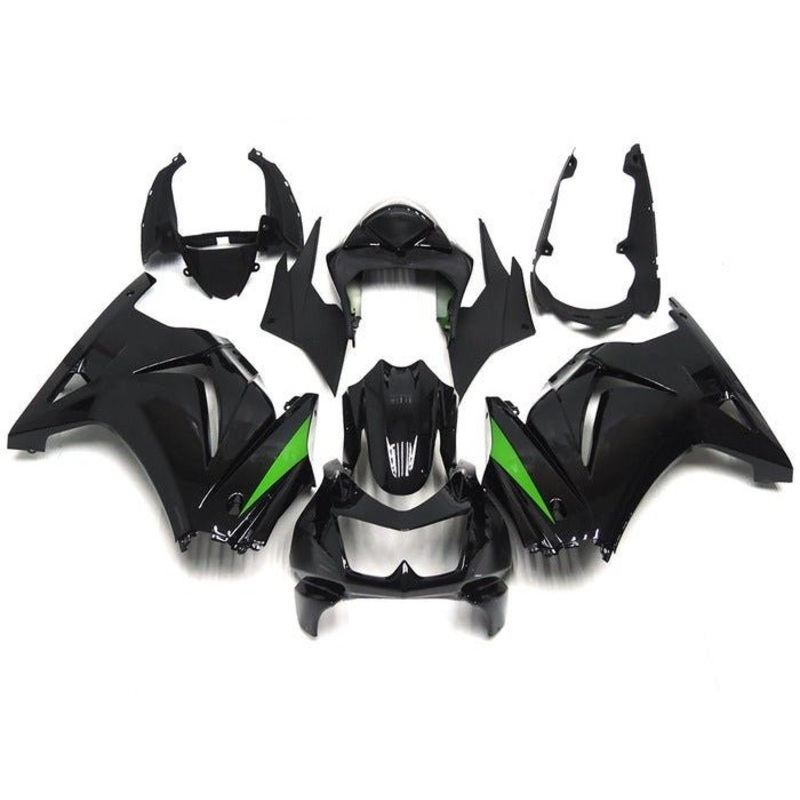 Fairings for Kawasaki Ninja 250R (2008-2013) Black, Green Accent No Seat Cowl No Bolt Kit No Tank