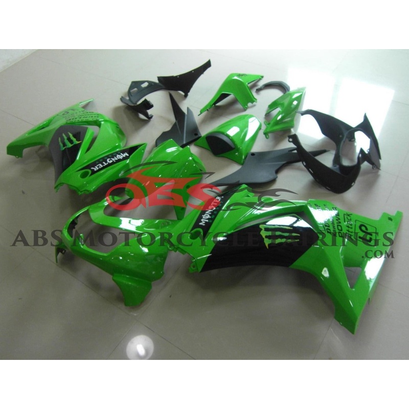 Fairings for Kawasaki Ninja 250R (2008-2013) Green, Black, Monster Energy No Seat Cowl No Bolt Kit No Tank