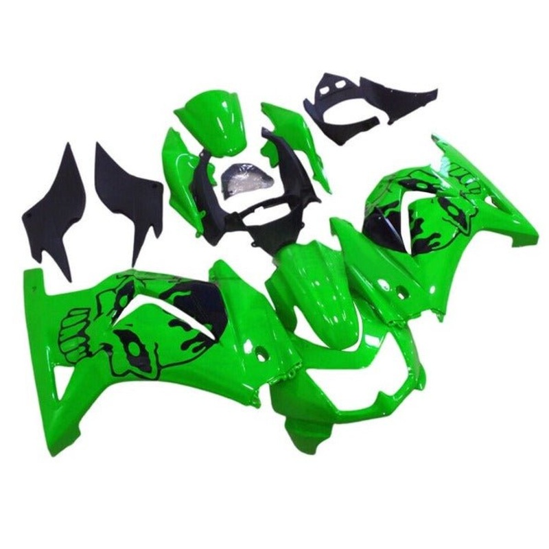 Fairings for Kawasaki Ninja 250R (2008-2013) Green, Black, Skulls No Seat Cowl No Bolt Kit No Tank
