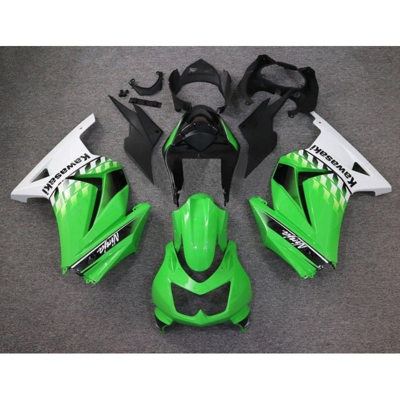 Fairings for Kawasaki Ninja 250R (2008-2013) Green, White, Black, Checker No Seat Cowl No Bolt Kit No Tank