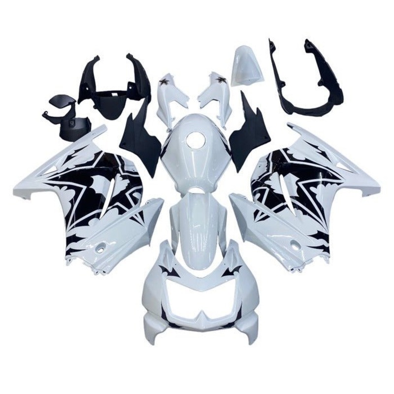 Fairings for Kawasaki Ninja 250R (2008-2013) White, Black, Stars No Seat Cowl No Bolt Kit No Tank