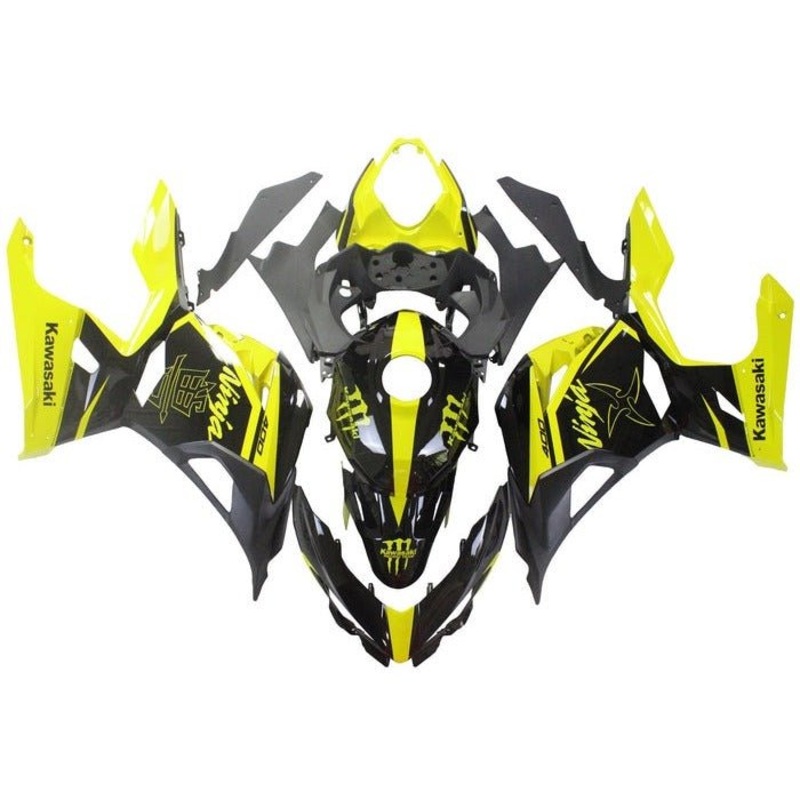 Fairings for Kawasaki Ninja 400 (2018-2023) Black, Yellow No Tank No Seat Cowl No Bolt Kit