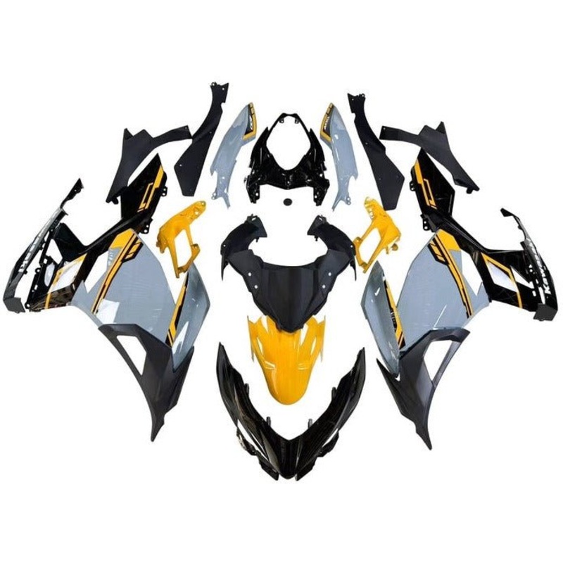 Fairings for Kawasaki Ninja 400 (2018-2023) Gray, Yellow, Black No Tank No Seat Cowl No Bolt Kit