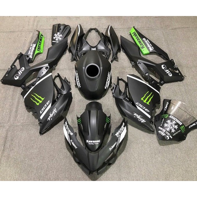 Fairings for Kawasaki Ninja 400 (2018-2023) Matte Black, White, Green, Monster No Tank No Seat Cowl No Bolt Kit