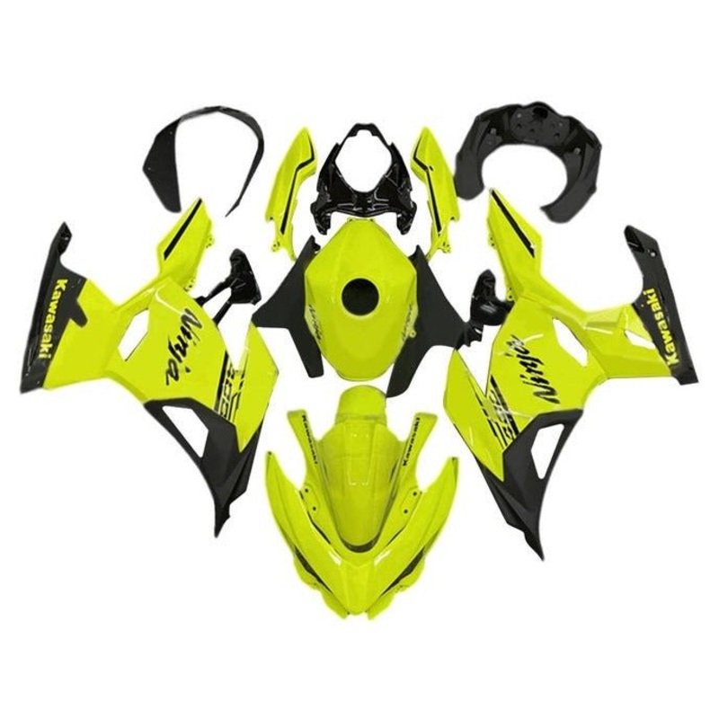 Fairings for Kawasaki Ninja 400 (2018-2023) Neon Yellow, Black No Tank No Seat Cowl No Bolt Kit