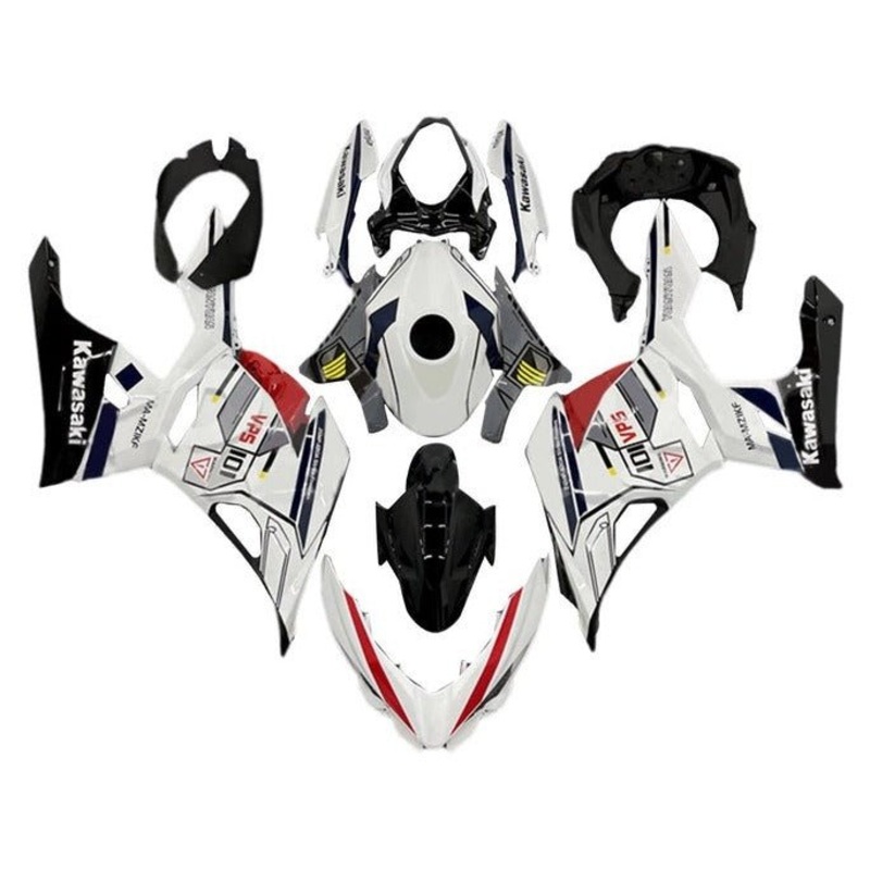 Fairings for Kawasaki Ninja 400 (2018-2023) White, Black, Gray, Red Stripe No Tank No Seat Cowl No Bolt Kit
