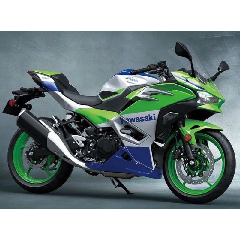 Fairings for Kawasaki Ninja 500 (2024-2025) Green, White, Blue No Tank No Bolt Kit Clear Windscreen: Free