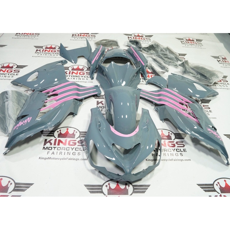 Fairings for Kawasaki Ninja ZX14R (2012-2024) Gray, Pink Clear Windscreen: Free No Seat Cowl No Bolt Kit