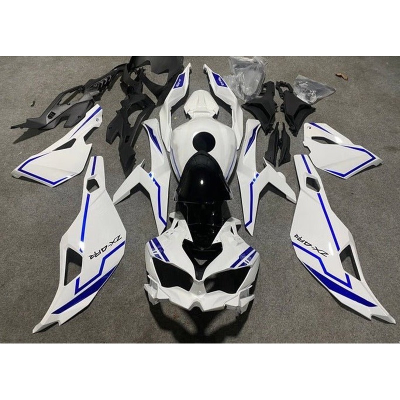 Fairings for Kawasaki ZX4RR (2019-2025) White, Blue Stripes No Tank No Seat Cowl No Bolt Kit