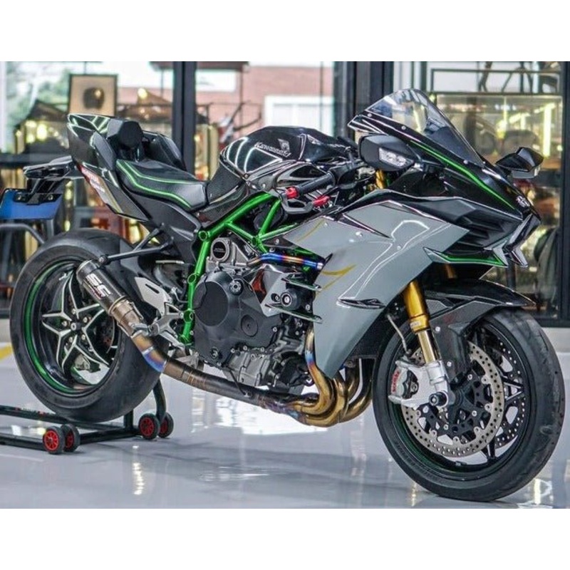 Kawasaki Ninja H2 Fairings (2015-2022) Gray, Black, Green No Tank No Seat Cowl No Bolt Kit