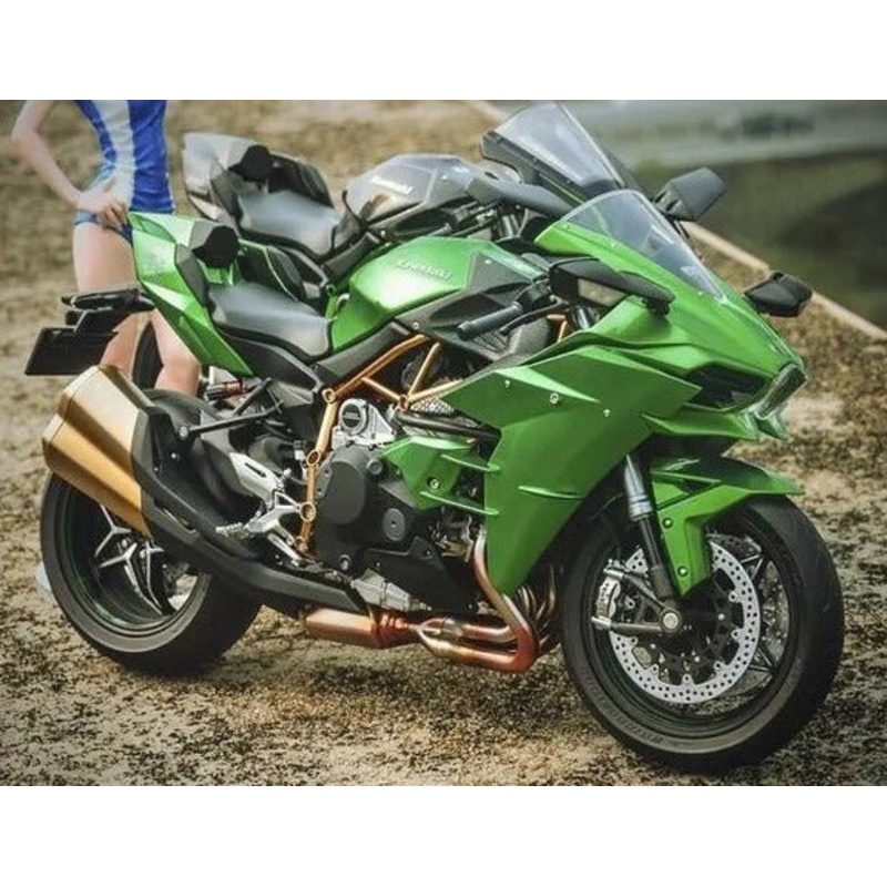 Kawasaki Ninja H2 Fairings (2015-2022) Green No Tank No Seat Cowl No Bolt Kit