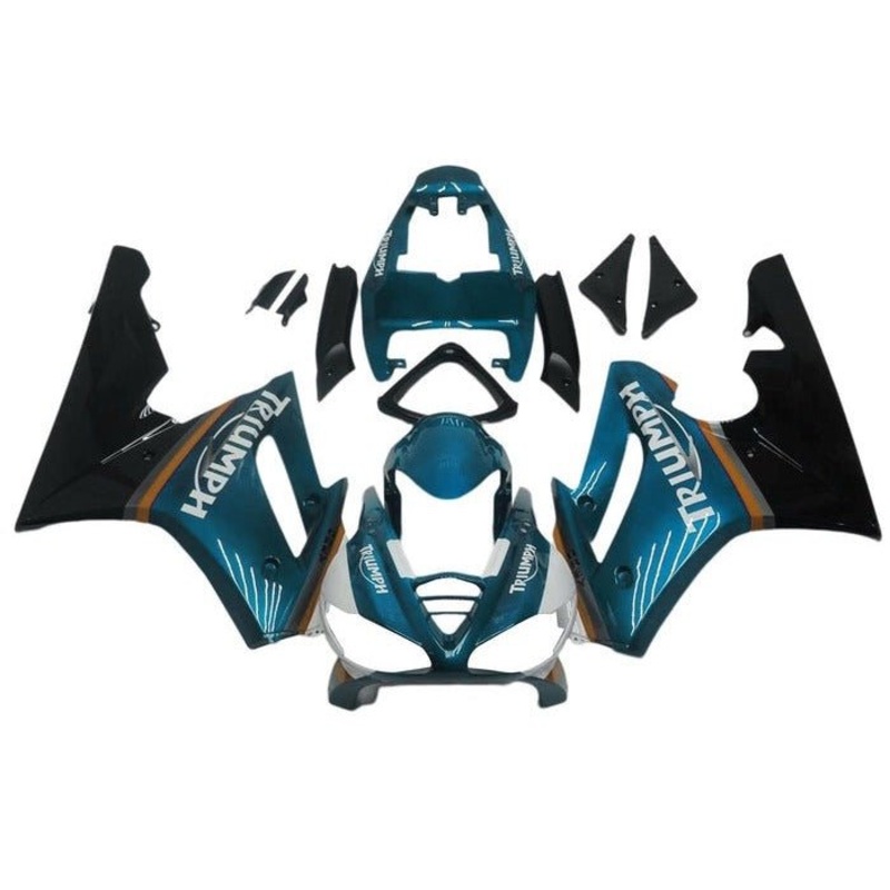 Triumph Daytona 675 (2009-2012) Blue Teal, Black Fairings Clear Windscreen: Free No Bolt Kit
