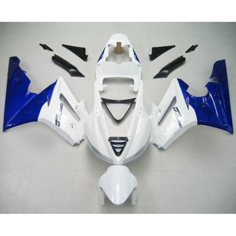 Triumph Daytona 675 (2009-2012) Gloss White, Gloss Blue Fairings Clear Windscreen: Free No Bolt Kit