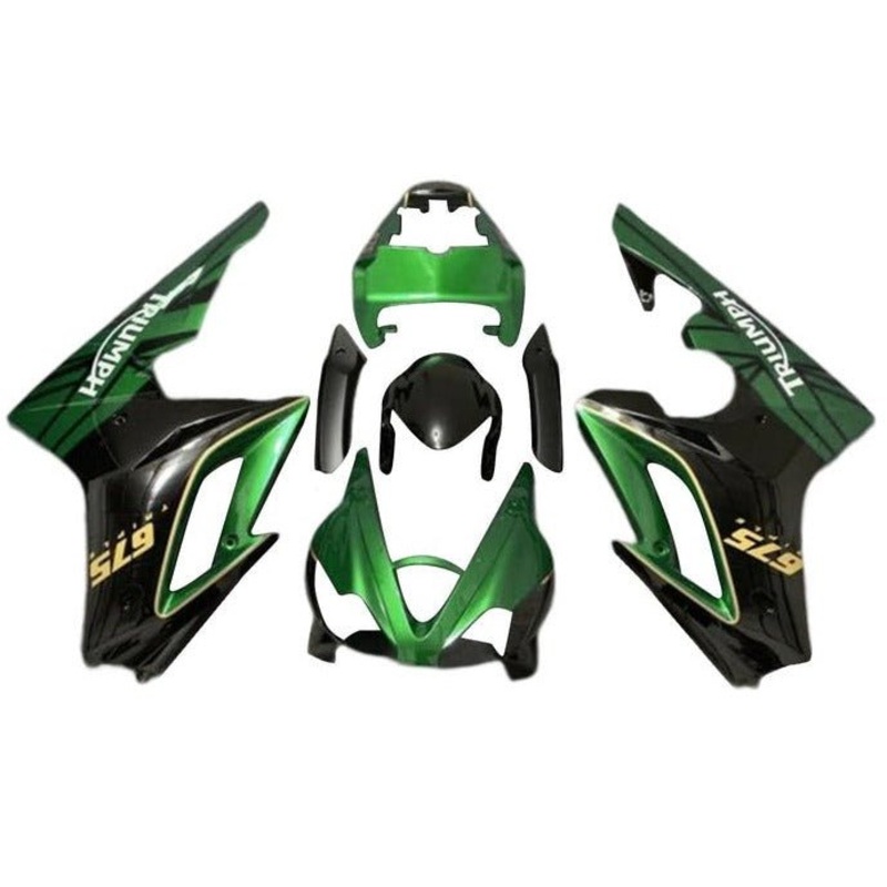 Triumph Daytona 675 (2009-2012) Green, Black, Yellow Fairings Clear Windscreen: Free No Bolt Kit