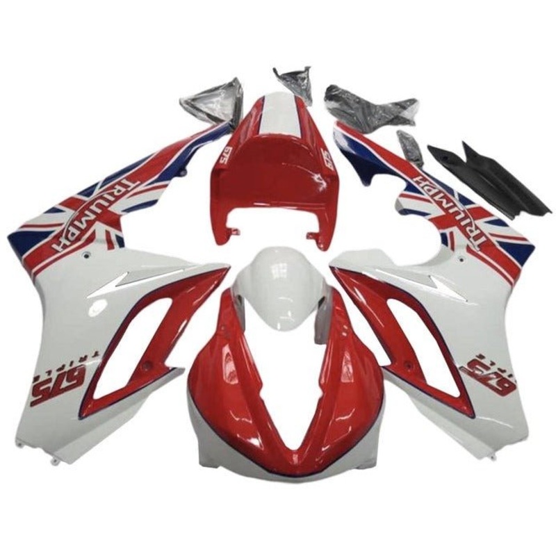 Triumph Daytona 675 (2009-2012) Red, White, Blue Fairings Clear Windscreen: Free No Bolt Kit