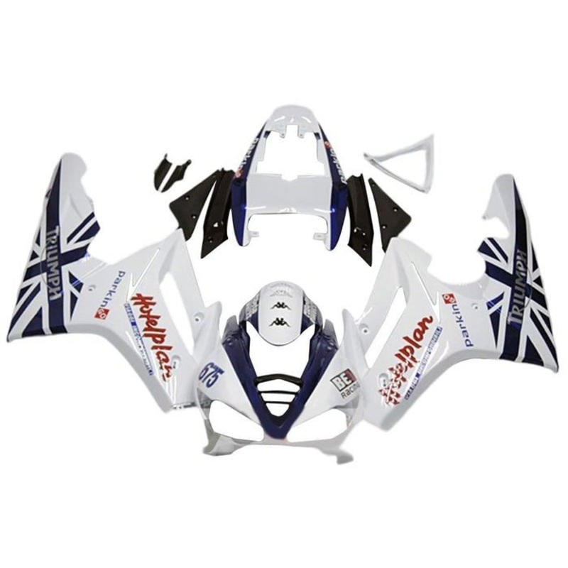 Triumph Daytona 675 (2009-2012) White, Dark Blue Fairings Clear Windscreen: Free No Bolt Kit