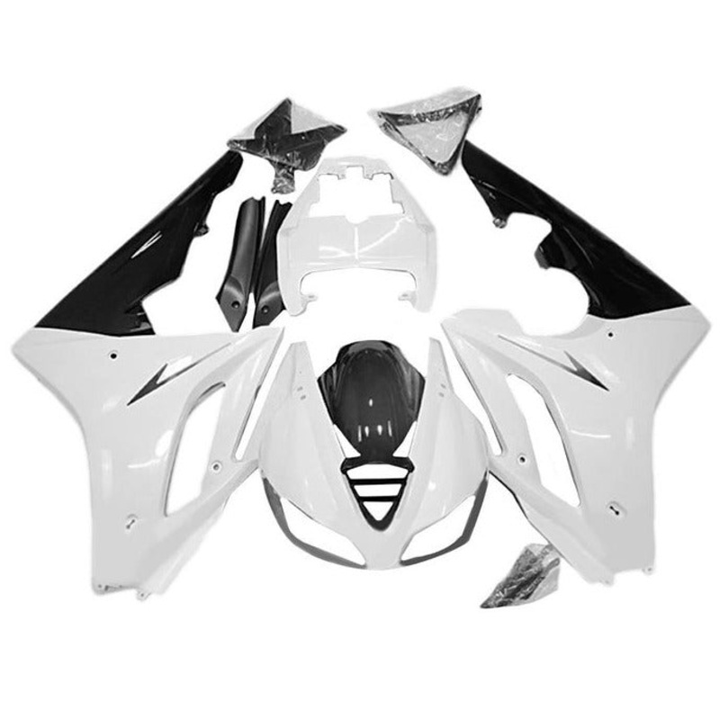 Triumph Daytona 675 (2009-2012) White Gloss, Black Fairings Clear Windscreen: Free No Bolt Kit