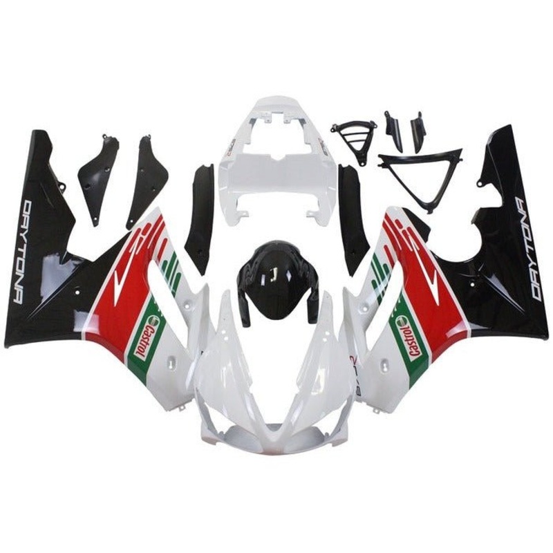 Triumph Daytona 675 (2009-2012) White, Green, Red Castrol Fairings Clear Windscreen: Free No Bolt Kit