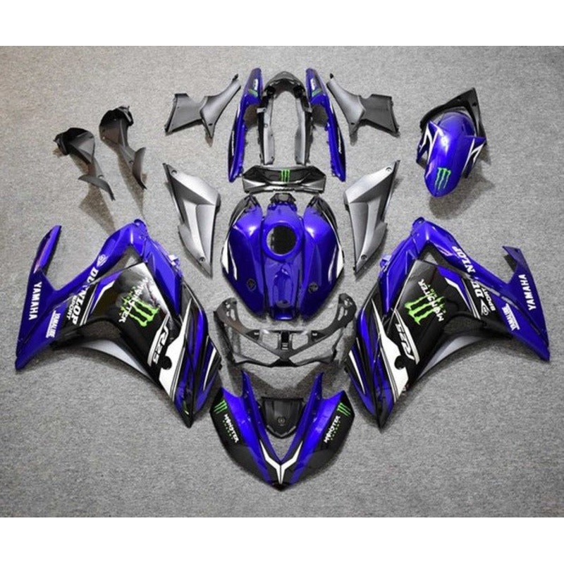 Yamaha YZF-R25 (2015-2018) Blue, Black Monster Fairings No Seat Cowl No Bolt Kit No Tank Cover