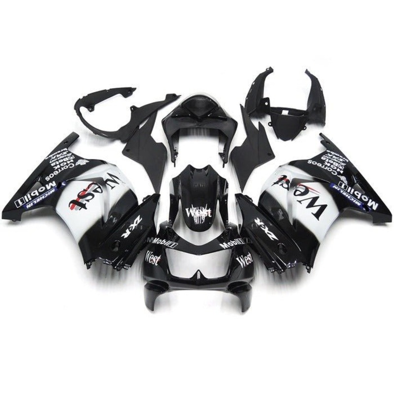 Fairings for Kawasaki Ninja 250R (2008-2013) Black, White, West, Mobil1 No Seat Cowl No Bolt Kit No Tank