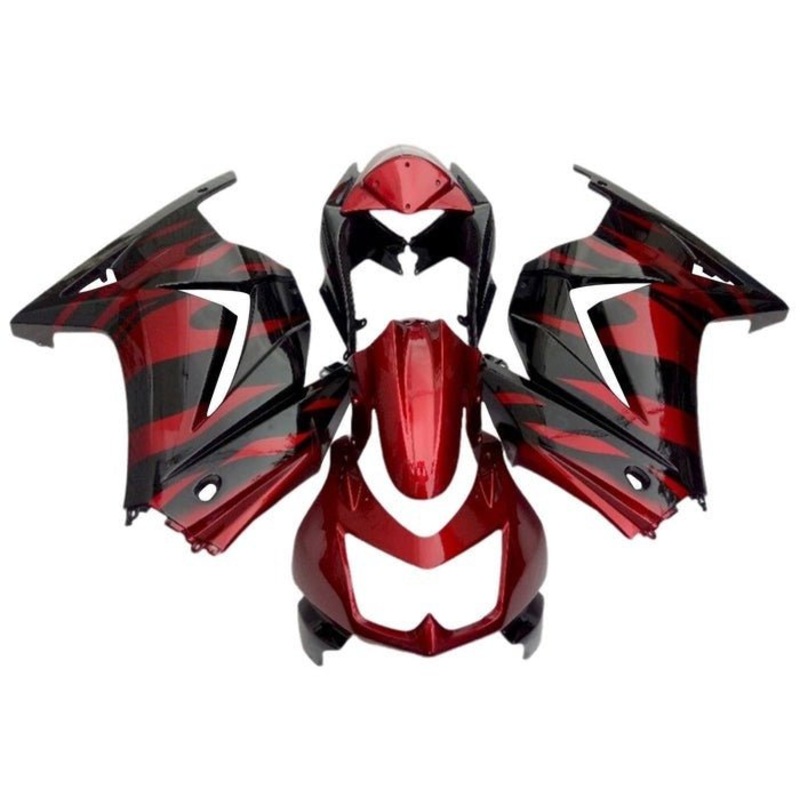 Fairings for Kawasaki Ninja 250R (2008-2013) Candy Apple Red, Black No Seat Cowl No Bolt Kit No Tank