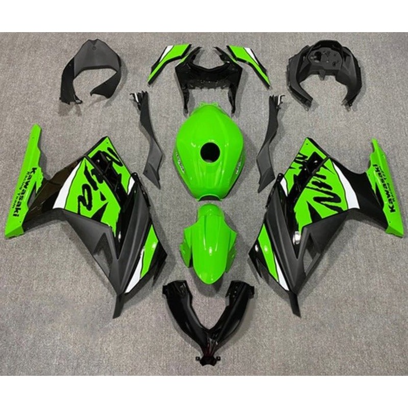 Fairings for Kawasaki Ninja 300 (2013-2024) Gloss Green, Black, White No Tank No Seat Cowl No Bolt Kit