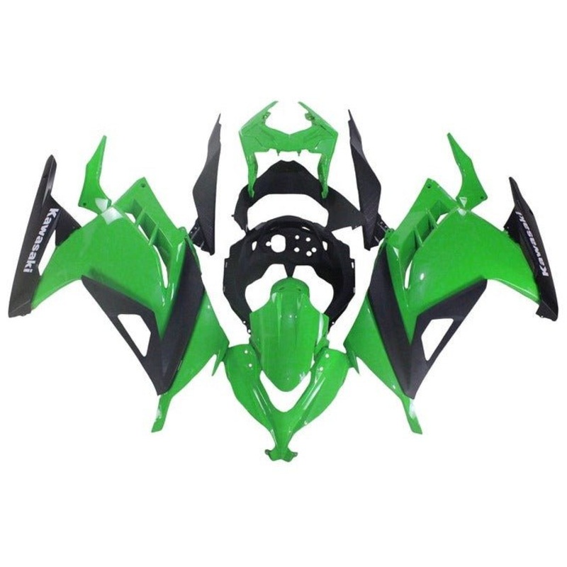 Fairings for Kawasaki Ninja 300 (2013-2024) Gloss Green, Matte Black No Tank No Seat Cowl No Bolt Kit