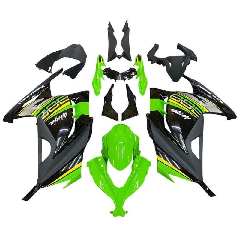 Fairings for Kawasaki Ninja 300 (2013-2024) Green, Black, Yellow, Gray, White No Tank No Seat Cowl No Bolt Kit