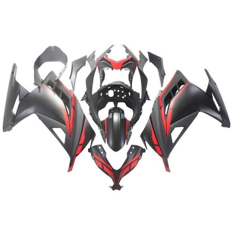 Fairings for Kawasaki Ninja 300 (2013-2024) Matte Black, Matte Red No Tank No Seat Cowl No Bolt Kit