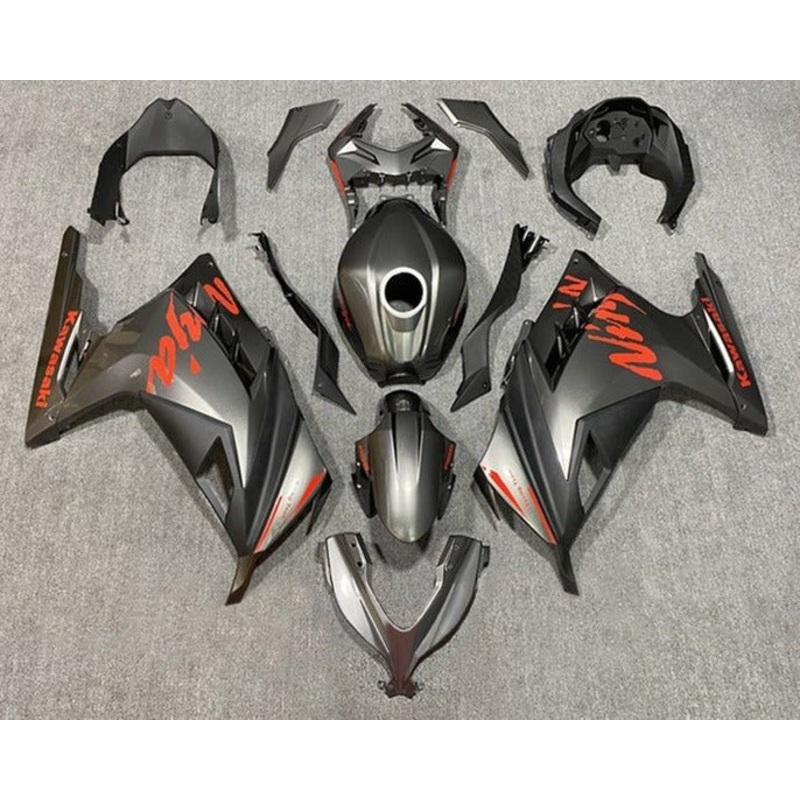 Fairings for Kawasaki Ninja 300 (2013-2024) Matte Black, Red No Tank No Seat Cowl No Bolt Kit
