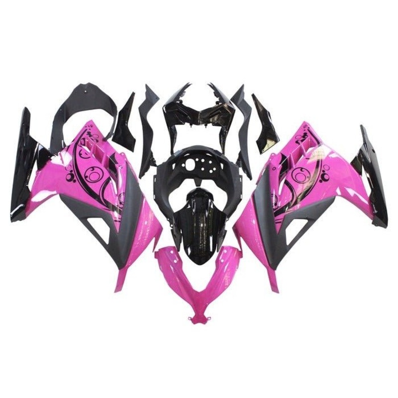 Fairings for Kawasaki Ninja 300 (2013-2024) Pink, Black Circles No Tank No Seat Cowl No Bolt Kit