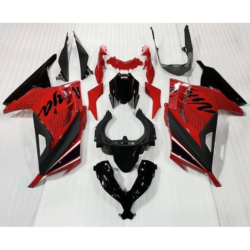 Fairings for Kawasaki Ninja 300 (2013-2024) Red, Black, White Stripe No Tank No Seat Cowl No Bolt Kit