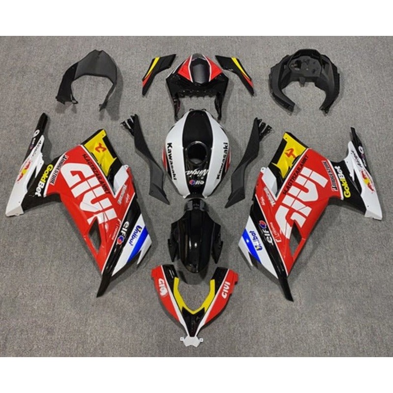 Fairings for Kawasaki Ninja 300 (2013-2024) Red, White, Black, Givi No Tank No Seat Cowl No Bolt Kit