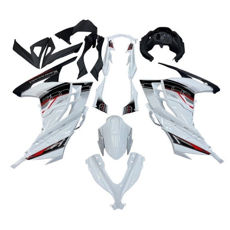 Fairings for Kawasaki Ninja 300 (2013-2024) White, Black, Red, Gray Stripes No Tank No Seat Cowl No Bolt Kit