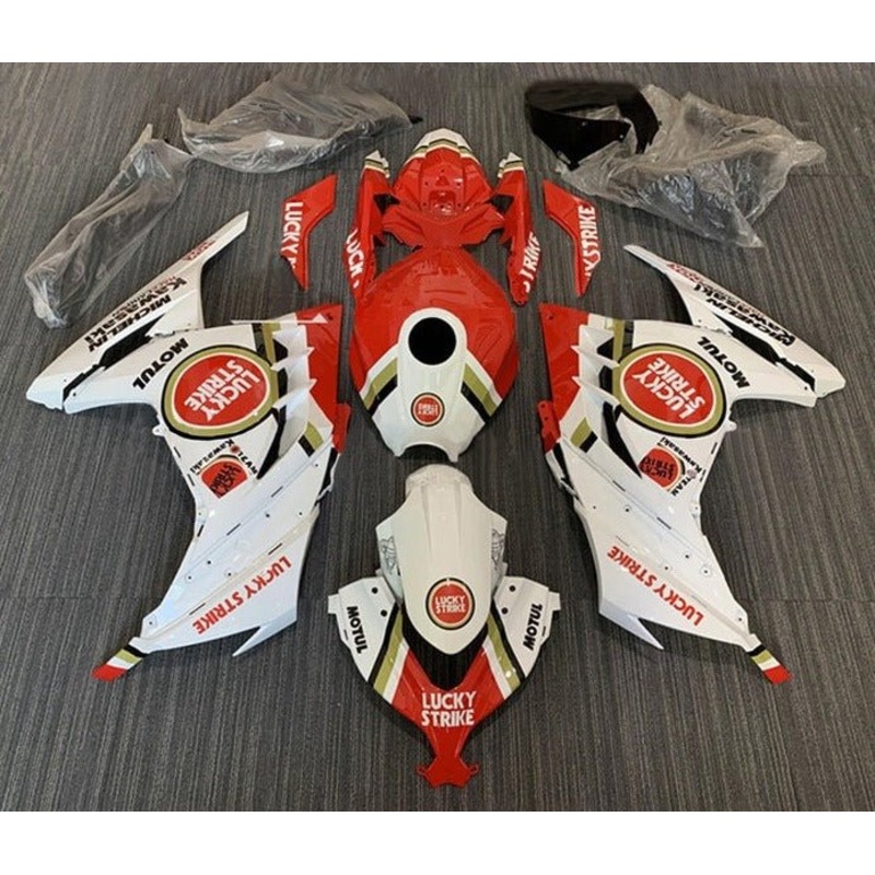 Fairings for Kawasaki Ninja 300 (2013-2024) White, Red, Lucky Strike No Tank No Seat Cowl No Bolt Kit