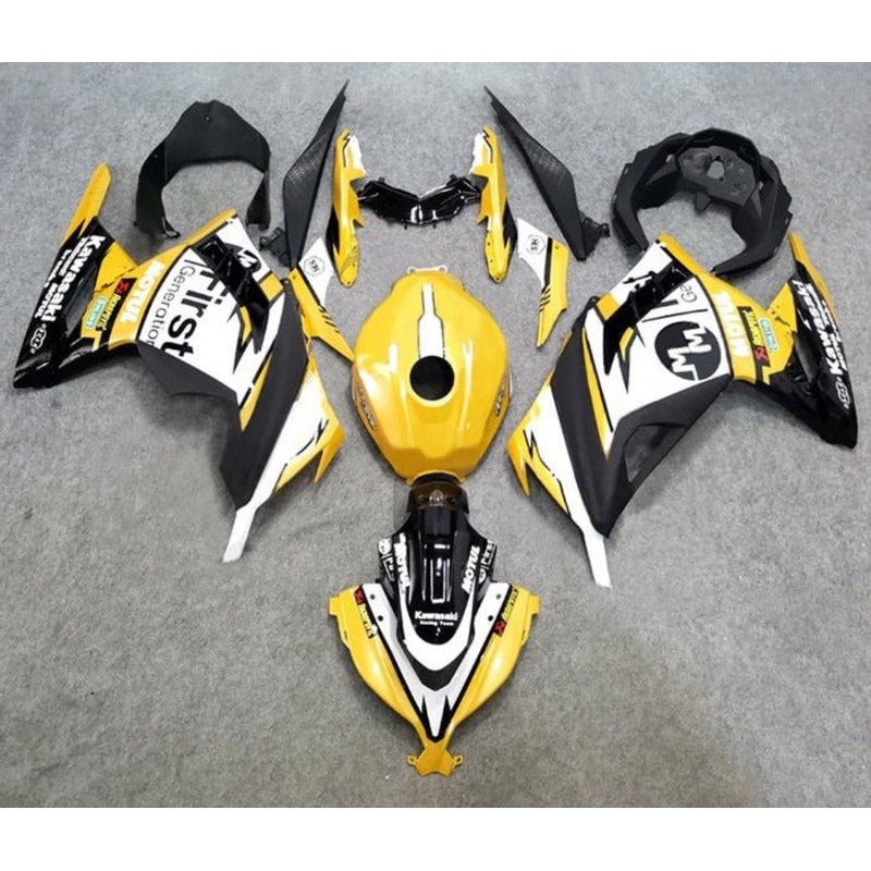 Fairings for Kawasaki Ninja 300 (2013-2024) Yellow, White, Black No Tank No Seat Cowl No Bolt Kit
