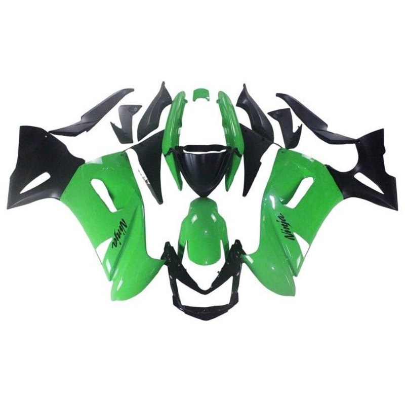 Fairings for Kawasaki Ninja 650 (2006-2008) Gloss Green, Black Clear Windscreen: Free No Bolt Kit