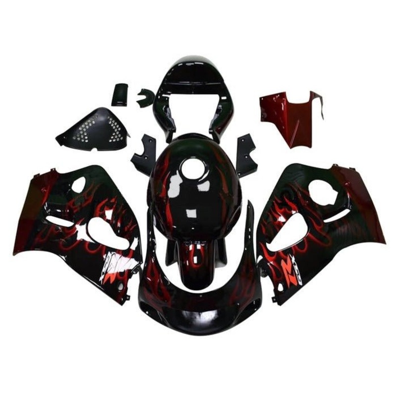 Suzuki GSXR600 (1996-1999) Black, Red Fire Fairings No Tank Clear Windscreen: Free Bolt Kit: No