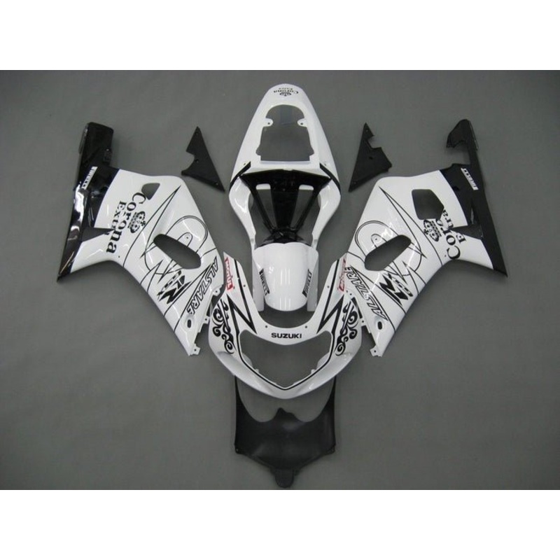 Suzuki GSXR600 (2000-2003) White, Black Tribal Fairings No Seat Cowl No Bolt Kit No Tank