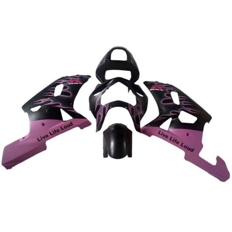 Suzuki GSXR750 (2000-2003) Matte Black, Matte Pink Flames Fairings No Seat Cowl No Bolt Kit No Tank