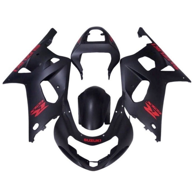 Suzuki GSXR750 (2000-2003) Matte Black, Red Fairings No Seat Cowl No Bolt Kit No Tank