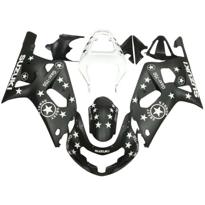 Suzuki GSXR750 (2000-2003) Matte Black, White Star Fairings No Seat Cowl No Bolt Kit No Tank