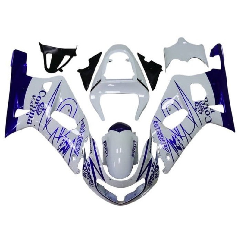 Suzuki GSXR750 (2000-2003) White, Blue, Tribal Fairings No Seat Cowl No Bolt Kit No Tank