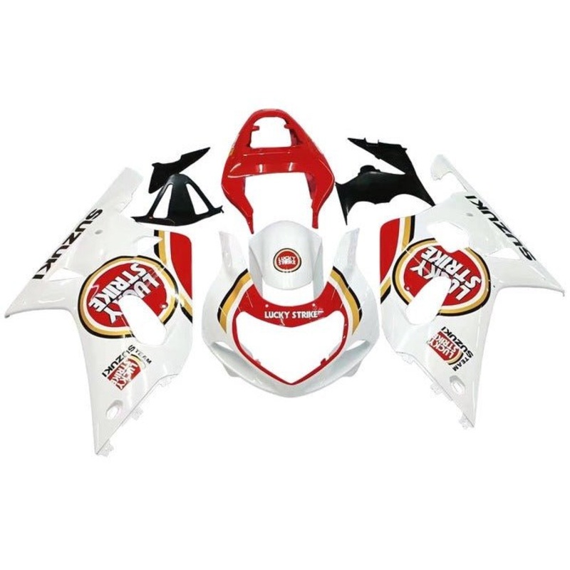 Suzuki GSXR750 (2000-2003) White, Red, Gold Lucky Strike Fairings No Seat Cowl No Bolt Kit No Tank