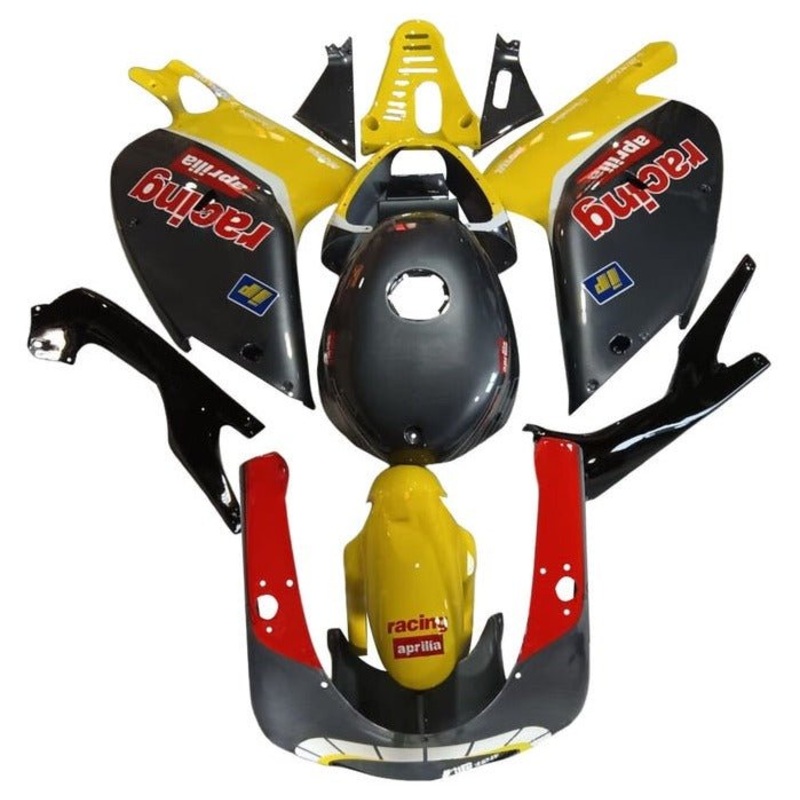 Aprilia RS125 (2000-2005) Gray, Yellow, Red Fairings Clear Windscreen: Free No Bolt Kit No Tank